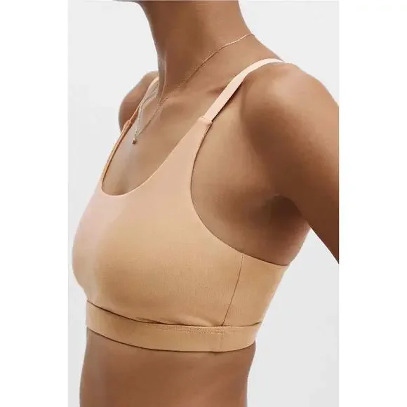 NWT Fabletics Gia Iridescent Low Impact Sports Bra Beige Strappy Racerback S - Picture 3 of 4